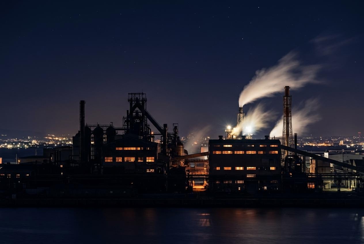 日本の製造業工場の夜景